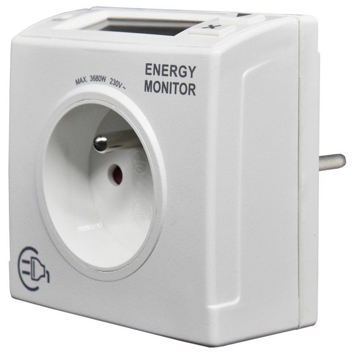 Contrôleur de consommation - GAO - Mesure W/kWh/durée - Détection des 4W - Disjoncteur intégré - 16A 3680W Contrôleur de consommation - GAO - Mesure W/kWh/durée - Détection des 4W - Disjoncteur intégré - 16A 3680W