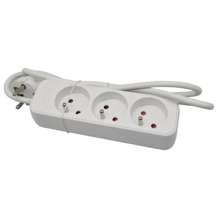 Bloc ménager - GAO - 3 prises 2P+T - Avec protection enfants, conforme NF Bloc ménager - GAO - 3 prises 2P+T - Avec protection enfants, conforme NF