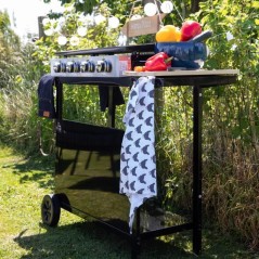 GARDEN MAX Plancha gaz MERIDA - 4 feux - Sur chariot - 127 x 46,5 x 95 cm - Acier émaillé - Surface de cuisson: 75 x 35 cm - N