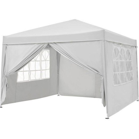Tonnelle de jardin pliante - BORNEO - Cadre blanc et toile écru - 4 p