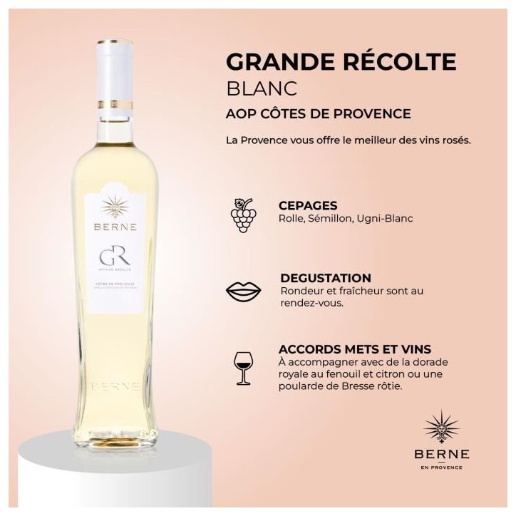 Berne Grande Récolte 2025 Côtes de Provence - Vin blanc de Provence