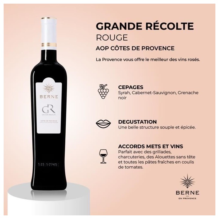 Berne Grande Récolte 2023 Côtes de Provence - Vin rouge de Provence