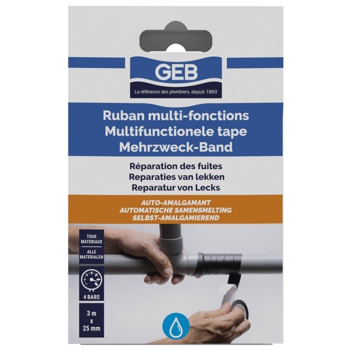 Ruban multi-fonctions - GEB - Anti-fuites auto amalgamant - 3 m x 25 mm Ruban multi-fonctions - GEB - Anti-fuites auto amalgamant - 3 m x 25 mm