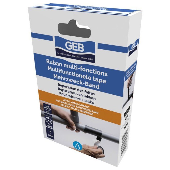 Ruban multi-fonctions - GEB - Anti-fuites auto amalgamant - 3 m x 25 mm Ruban multi-fonctions - GEB - Anti-fuites auto amalgamant - 3 m x 25 mm