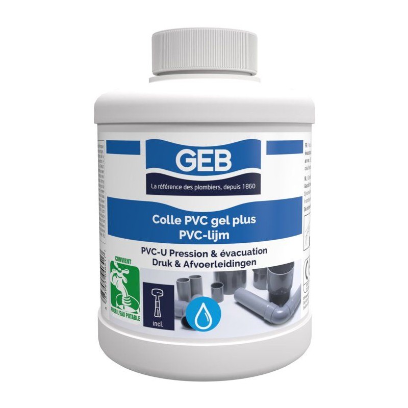 Colle PVC Gel Plus - GEB - Pour PVC rigide pression et évacuation - 5