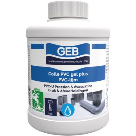 Colle PVC Gel Plus - GEB - Pour PVC rigide pression et évacuation - 5