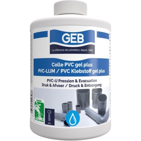 Colle PVC Gel Plus - GEB - Pour PVC rigide pression et évacuation - 1