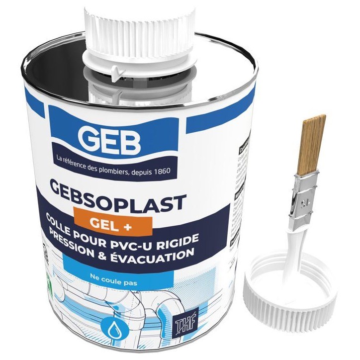 Colle PVC Gebsoplast Gel Plus - GEB - Pour PVC rigide pression et évacuation - 1 L