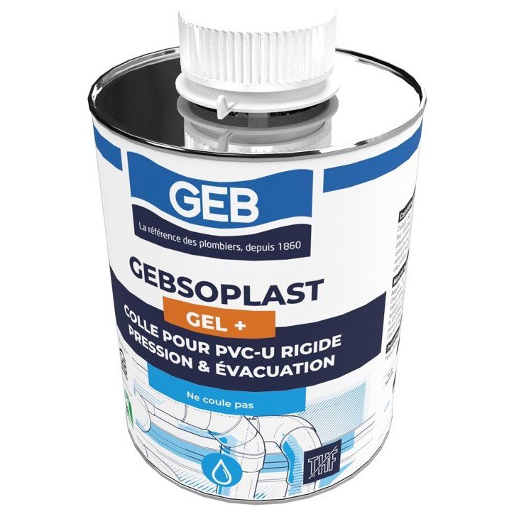 Colle PVC Gebsoplast Gel Plus - GEB - Pour PVC rigide pression et évacuation - 1 L