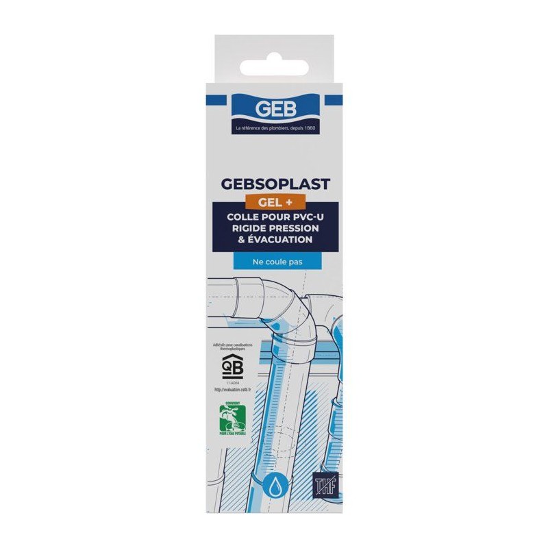 Colle PVC Gebsoplast Gel Plus - GEB - Pour PVC rigide pression et éva