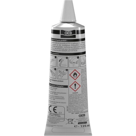 Colle PVC Gebsoplast Gel Plus - GEB - Pour PVC rigide pression et évacuation - 125 ml