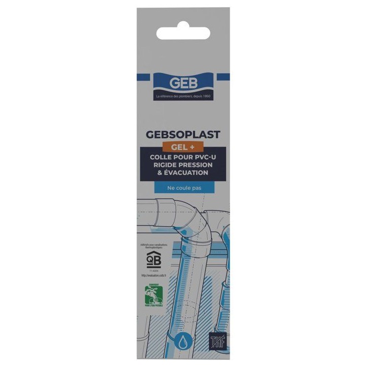 Colle PVC Gebsoplast Gel Plus - GEB - Pour PVC rigide pression et évacuation - 125 ml Colle PVC Gebsoplast Gel Plus - GEB - Pour PVC rigide pression et évacuation - 125 ml