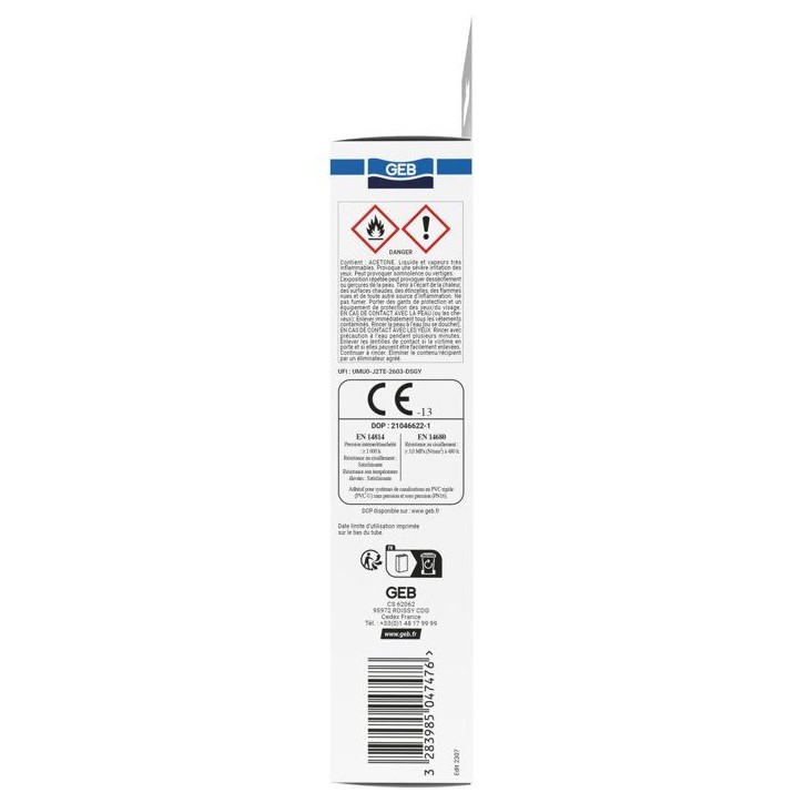 Colle PVC Gebsoplast Gel Plus - GEB - Pour PVC rigide pression et évacuation - 125 ml Colle PVC Gebsoplast Gel Plus - GEB - Pour PVC rigide pression et évacuation - 125 ml