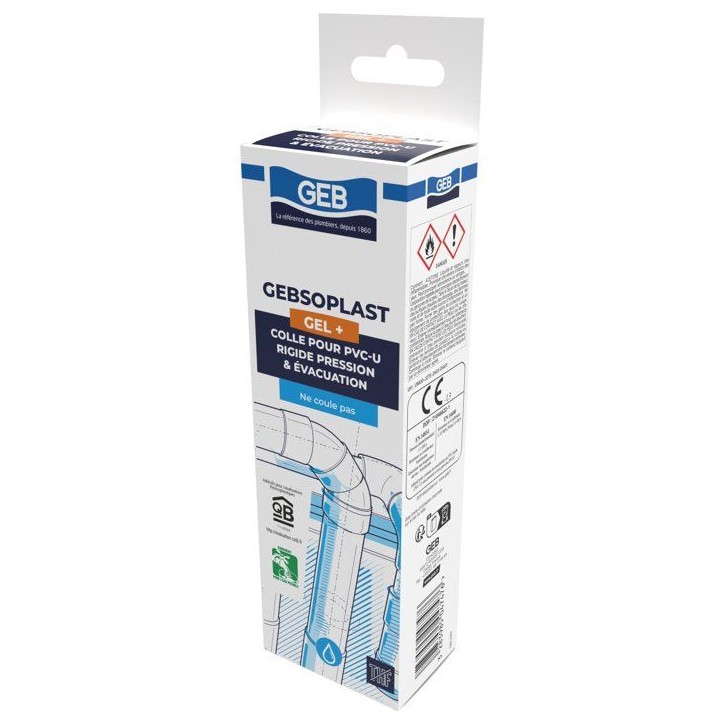 Colle PVC Gebsoplast Gel Plus - GEB - Pour PVC rigide pression et évacuation - 125 ml Colle PVC Gebsoplast Gel Plus - GEB - Pour PVC rigide pression et évacuation - 125 ml
