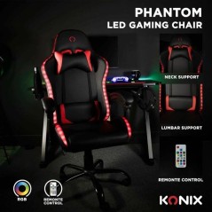 Chaise de bureau gaming - KONIX - Phantom - Éclairage RVB - Inclinais
