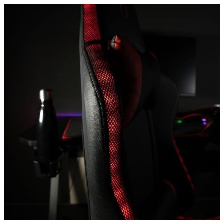 Chaise de bureau gaming - KONIX - Phantom - Éclairage RVB - Inclinaison 135° - Synthétique - Coussin lombaires et cervicaux - Chaise de bureau gaming - KONIX - Phantom - Éclairage RVB - Inclinaison 135° - Synthétique - Coussin lombaires et cervicaux -