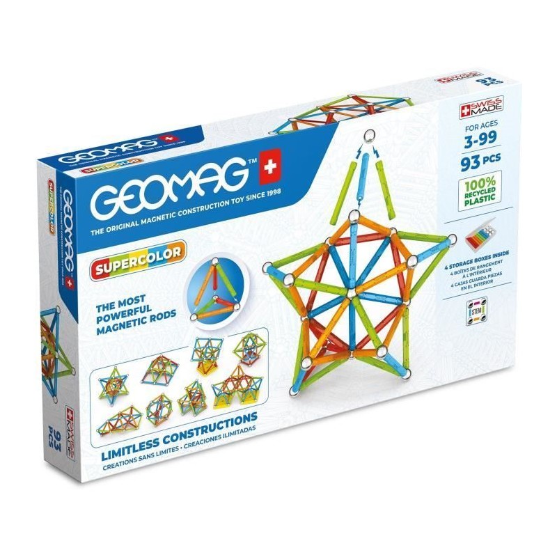 Jeu de construction magnétique - GEOMAG - Supercolor - 93 pieces - Ma