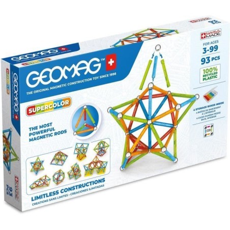 Jeu de construction magnétique - GEOMAG - Supercolor - 93 pieces - Ma