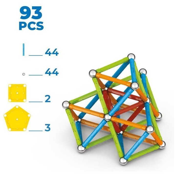 Jeu de construction magnétique - GEOMAG - Supercolor - 93 pieces - Magnétique - Des 3 ans Jeu de construction magnétique - GEOMAG - Supercolor - 93 pieces - Magnétique - Des 3 ans