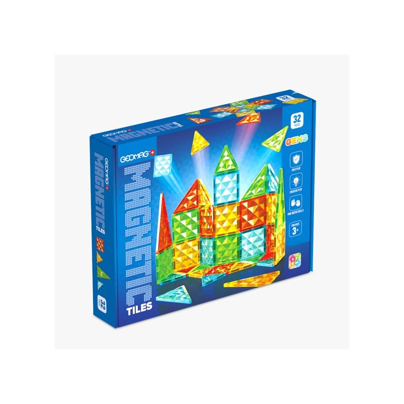 Tuiles magnétiques - GEOMAG - Tiles Gems 4101 - 32 pieces - Formes g