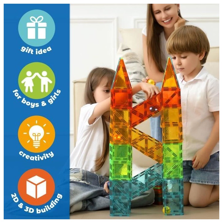 Tuiles magnétiques - GEOMAG - Tiles Gems 4101 - 32 pieces - Formes géométriques - Effet cristal Tuiles magnétiques - GEOMAG - Tiles Gems 4101 - 32 pieces - Formes géométriques - Effet cristal