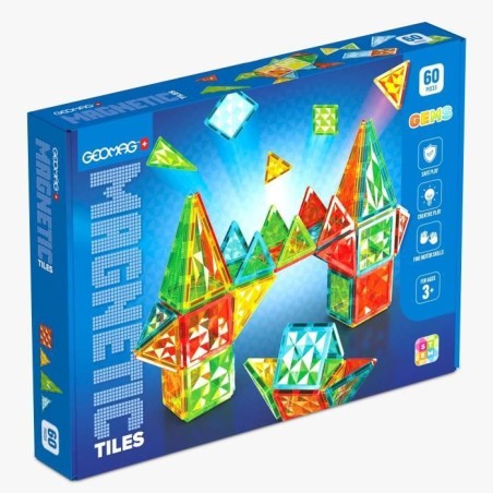 Tuiles magnétiques - GEOMAG - Tiles Gems - 60 pieces - Effet cristal