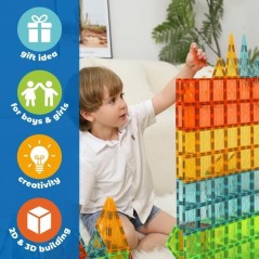 Tuiles magnétiques - GEOMAG - Tiles Gems - 60 pieces - Effet cristal