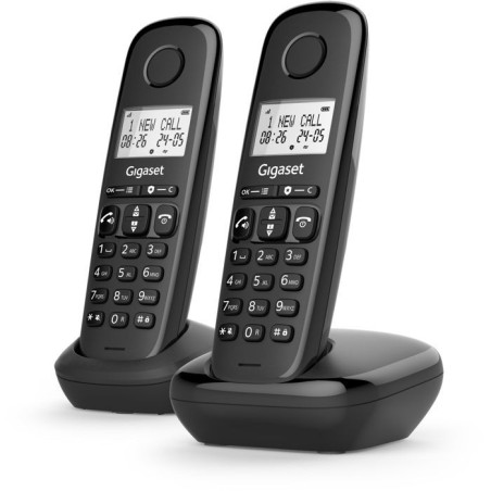 Téléphone fixe - GIGASET - Basic 100 Duo - Mode mains libres - Ecran rétroéclairé - Répertoire 50 contacts - Blocage d'app