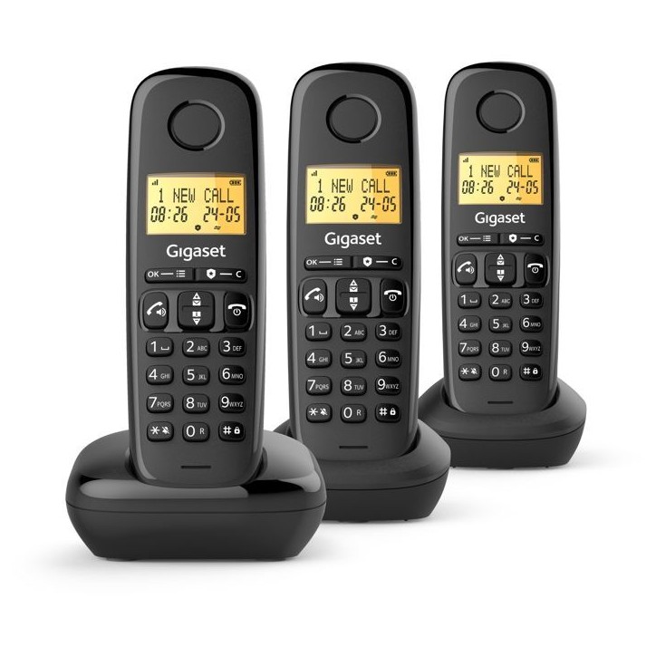 Téléphone fixe - GIGASET - Basic 100 Trio - Mode mains libres - Ecran rétroéclairé - Répertoire 50 contacts - Blocage - No Téléphone fixe - GIGASET - Basic 100 Trio - Mode mains libres - Ecran rétroéclairé - Répertoire 50 contacts - Blocage - No