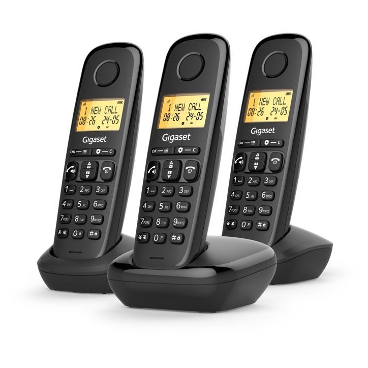 Téléphone fixe - GIGASET - Basic 100 Trio - Mode mains libres - Ecran rétroéclairé - Répertoire 50 contacts - Blocage - No Téléphone fixe - GIGASET - Basic 100 Trio - Mode mains libres - Ecran rétroéclairé - Répertoire 50 contacts - Blocage - No