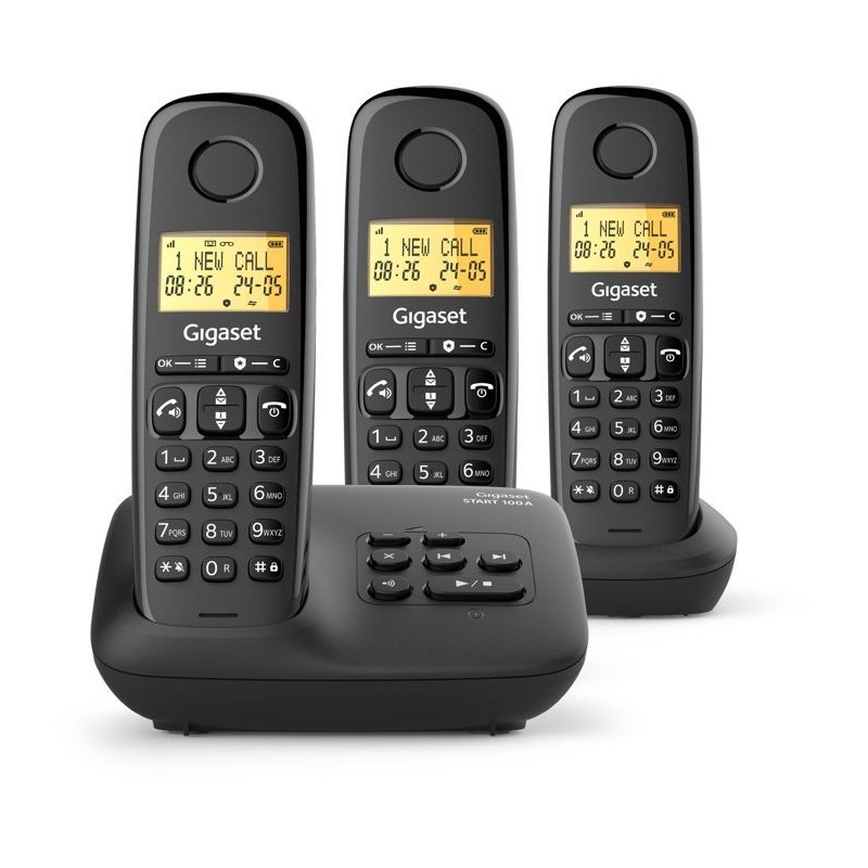 Téléphone fixe - GIGASET - Basic 100A TRIO - Répondeur - Mains libr