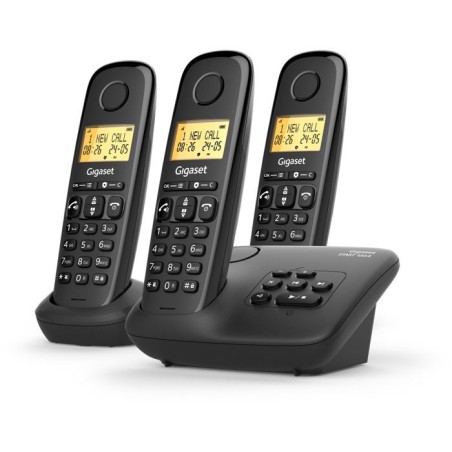 Téléphone fixe - GIGASET - Basic 100A TRIO - Répondeur - Mains libres - Ecran rétroéclairé - Répertoire 50 contacts - Blo
