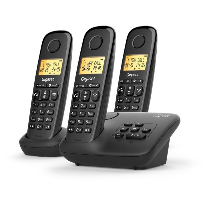 Téléphone fixe - GIGASET - Basic 100A TRIO - Répondeur - Mains libres - Ecran rétroéclairé - Répertoire 50 contacts - Blo Téléphone fixe - GIGASET - Basic 100A TRIO - Répondeur - Mains libres - Ecran rétroéclairé - Répertoire 50 contacts - Blo