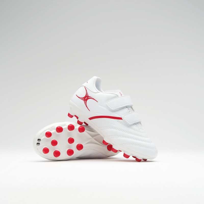 Chaussure de rugby - Garçon - GILBERT - SIDESTEP X20 - Blanc/Rouge -