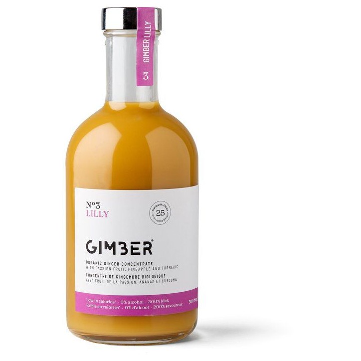 Gimber - N°3 - Lilly - Concentré de gingembre biologique avec fruit de la passion, ananas et curcuma - 500 ml - Bio Gimber - N°3 - Lilly - Concentré de gingembre biologique avec fruit de la passion, ananas et curcuma - 500 ml - Bio