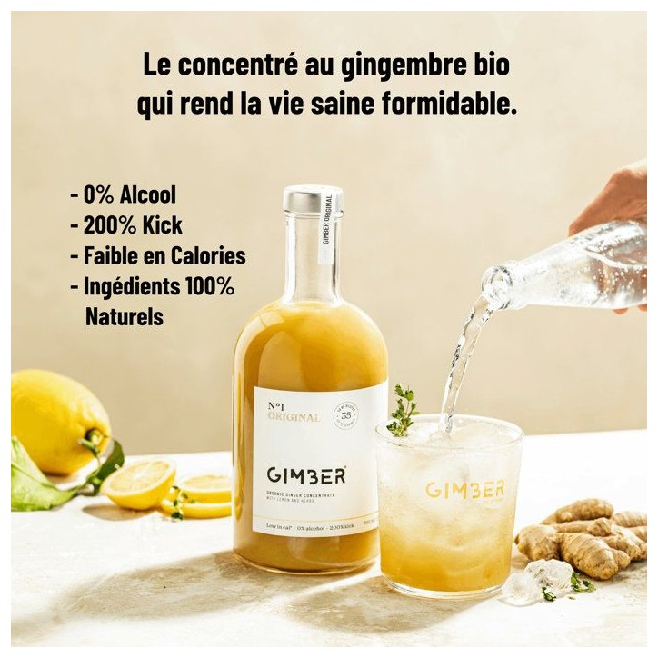 Gimber - N°1 - Original - Concentré de gingembre biologique avec citron et herbes - 200 ml - Bio