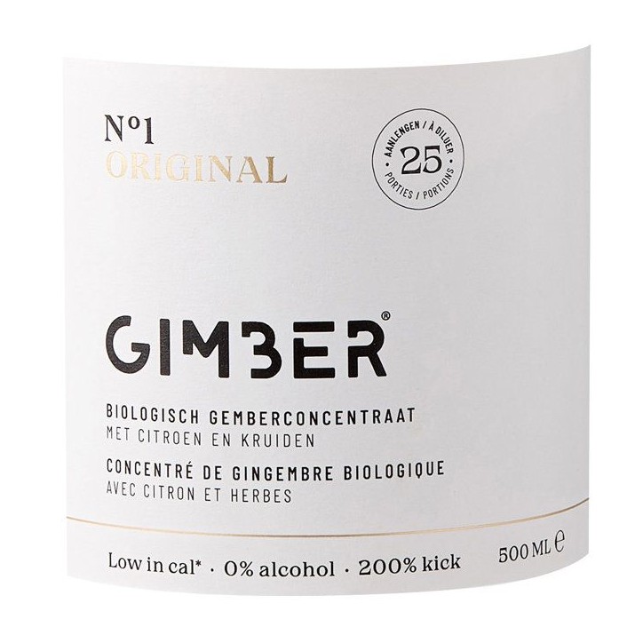 Gimber - N°1 - Original - Concentré de gingembre biologique avec citron et herbes - 500 ml - Bio Gimber - N°1 - Original - Concentré de gingembre biologique avec citron et herbes - 500 ml - Bio