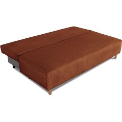 Canapé droit convertible 3 places GINO - Velours côtelé terracotta