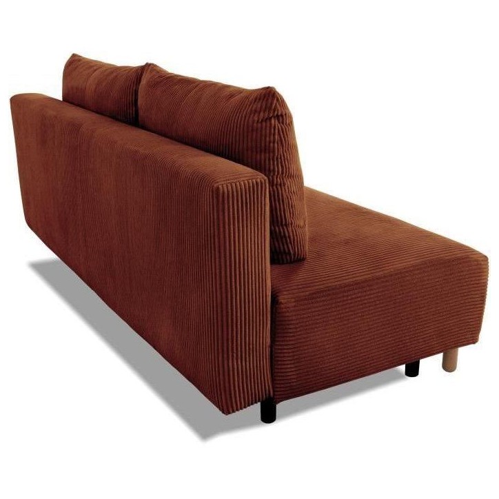 Canapé droit convertible 3 places GINO - Velours côtelé terracotta - Avec coffre - L 195 x H 89 x P 91 cm Canapé droit convertible 3 places GINO - Velours côtelé terracotta - Avec coffre - L 195 x H 89 x P 91 cm