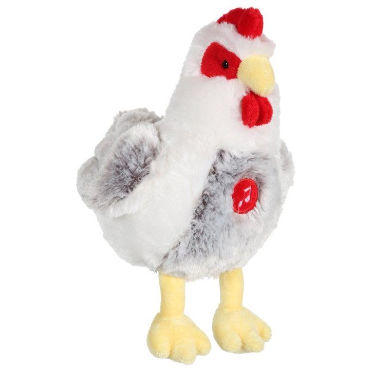 Peluche Poule - GIPSY TOYS - Sonore - 22 cm - Blanc / Gris Peluche Poule - GIPSY TOYS - Sonore - 22 cm - Blanc / Gris