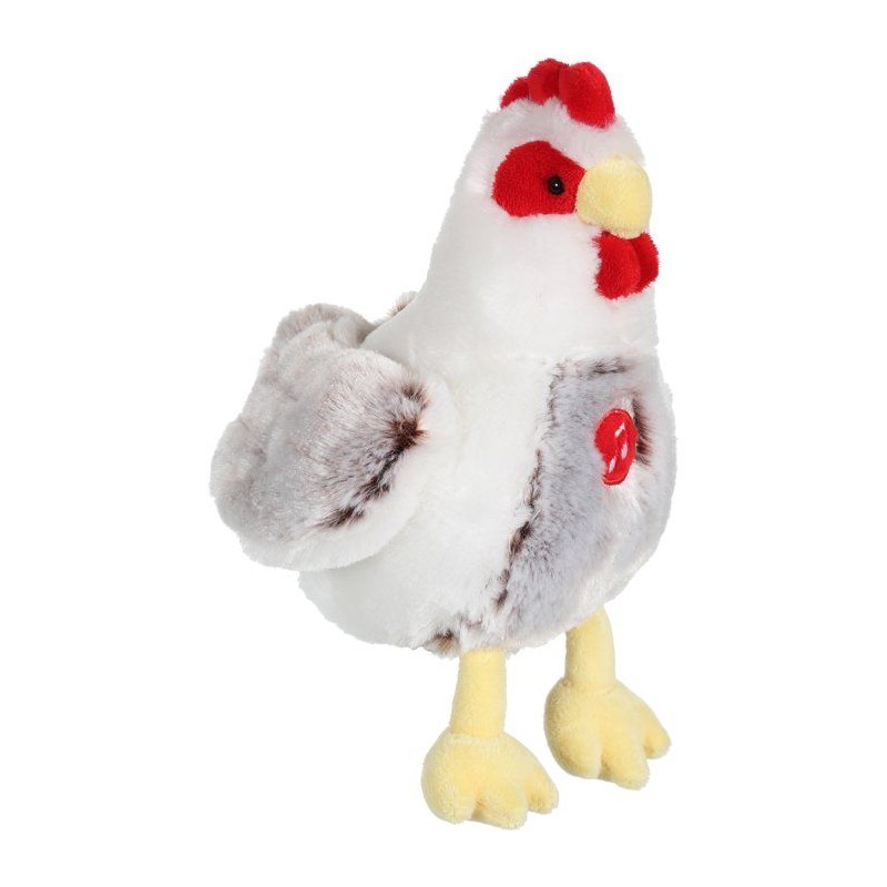 Peluche Poule - GIPSY TOYS - Sonore - 22 cm - Blanc / Marron