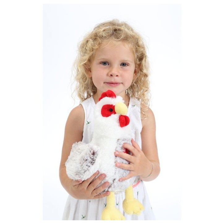 Peluche Poule - GIPSY TOYS - Sonore - 22 cm - Blanc / Marron Peluche Poule - GIPSY TOYS - Sonore - 22 cm - Blanc / Marron