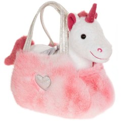 Peluche Licorne girly bag fashionista - GIPSY TOYS - 18 cm - Rose / Bl