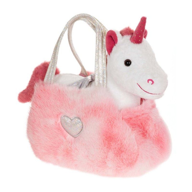 Peluche Licorne girly bag fashionista - GIPSY TOYS - 18 cm - Rose / Bl