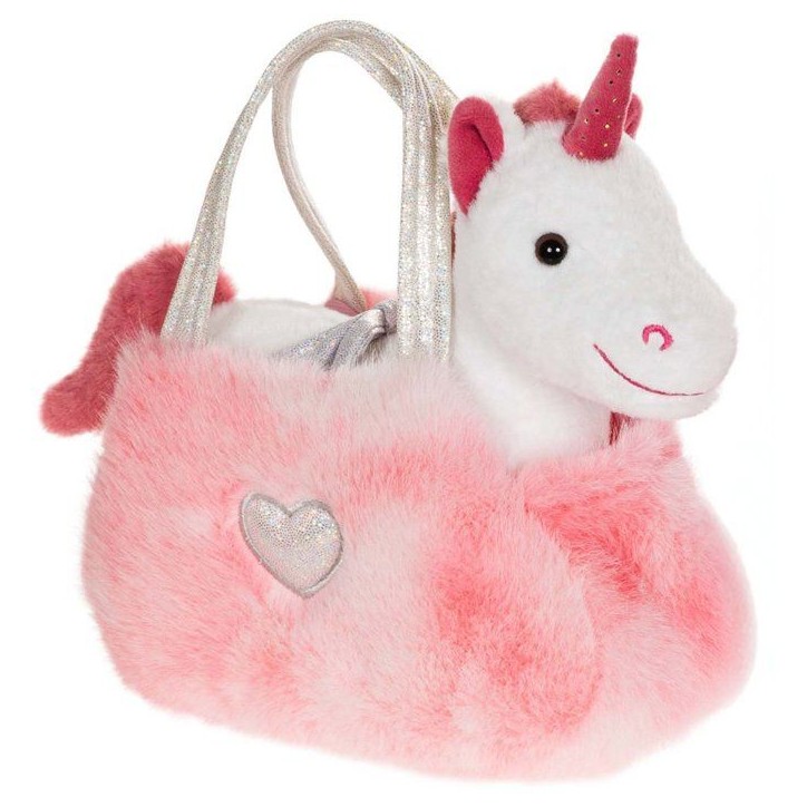 Peluche Licorne girly bag fashionista - GIPSY TOYS - 18 cm - Rose / Blanc Peluche Licorne girly bag fashionista - GIPSY TOYS - 18 cm - Rose / Blanc