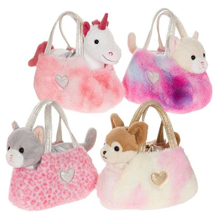 Peluche Licorne girly bag fashionista - GIPSY TOYS - 18 cm - Rose / Blanc Peluche Licorne girly bag fashionista - GIPSY TOYS - 18 cm - Rose / Blanc