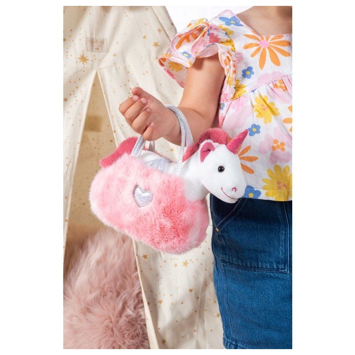 Peluche Licorne girly bag fashionista - GIPSY TOYS - 18 cm - Rose / Blanc Peluche Licorne girly bag fashionista - GIPSY TOYS - 18 cm - Rose / Blanc