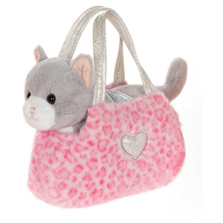 Peluche Chat girly bag fashionista - GIPSY TOYS - 18 cm - Gris / Blanc Peluche Chat girly bag fashionista - GIPSY TOYS - 18 cm - Gris / Blanc
