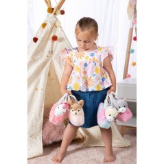 Peluche Chat girly bag fashionista - GIPSY TOYS - 18 cm - Gris / Blanc