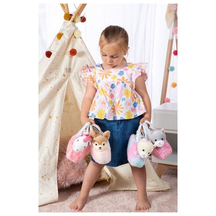 Peluche Chat girly bag fashionista - GIPSY TOYS - 18 cm - Gris / Blanc Peluche Chat girly bag fashionista - GIPSY TOYS - 18 cm - Gris / Blanc